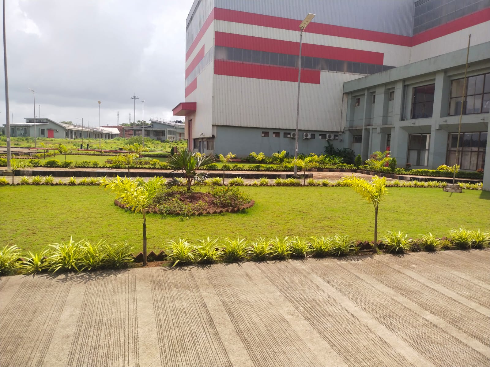 Factory Compound Landscaping — Garden Beds and Lawn Design